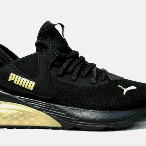 Puma Women’s Cell Vibe Black and Gold Athletic Shoes - Picture 2 of 7